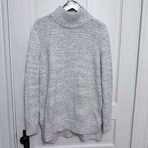 LL Bean Signature Marled Gray Turtleneck Sweater Size Large